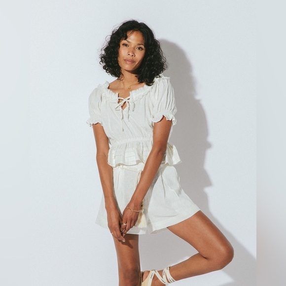 Cleobella Eliana Puff Sleeve Bohemian Top Ivory - Picture 3 of 13